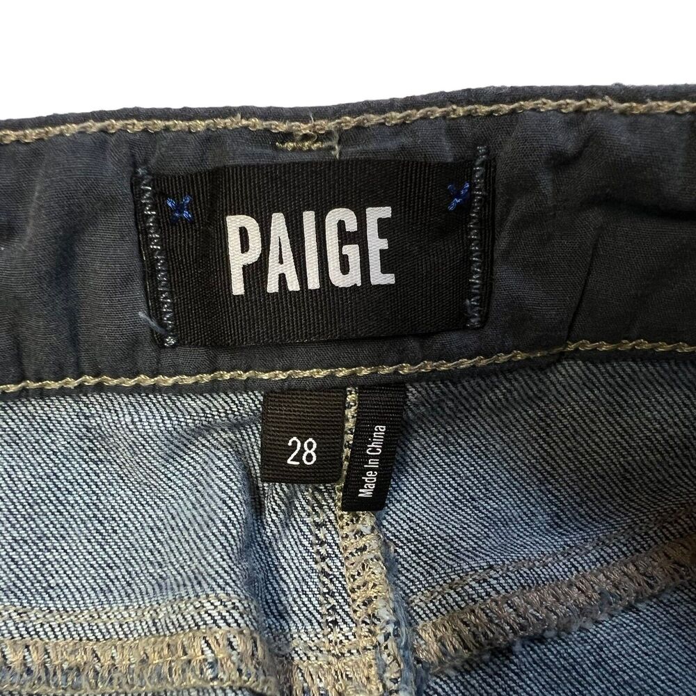 Paige Jean Skirt Women’s Size 28 Blue Front Split Light Distress - Picture 3 of 15